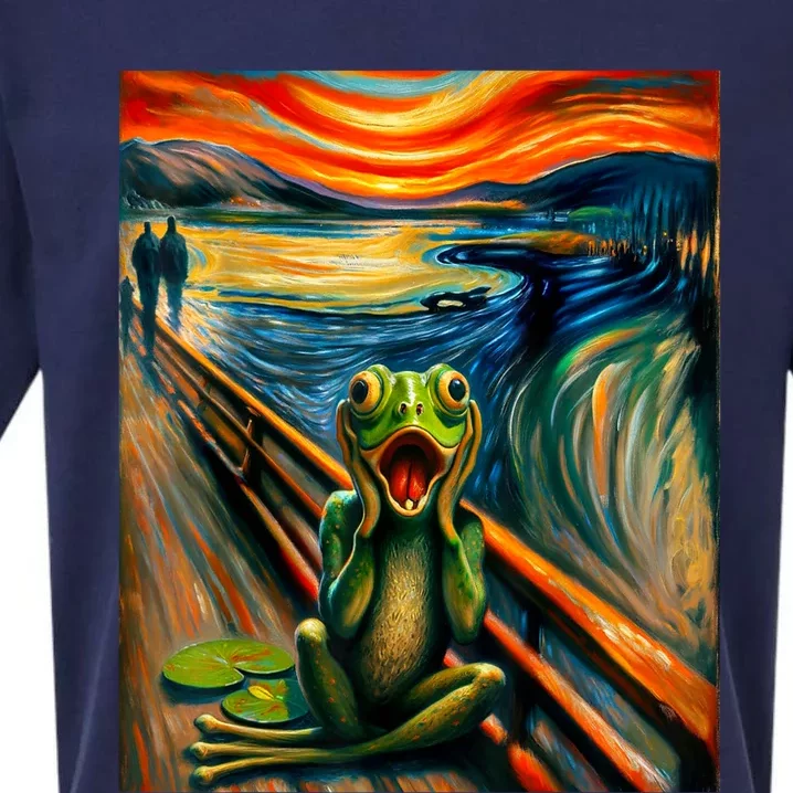 Expressionist Scream For Frog Lovers | Artistic Frog Sueded Cloud Jersey T-Shirt