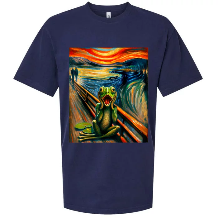 Expressionist Scream For Frog Lovers | Artistic Frog Sueded Cloud Jersey T-Shirt