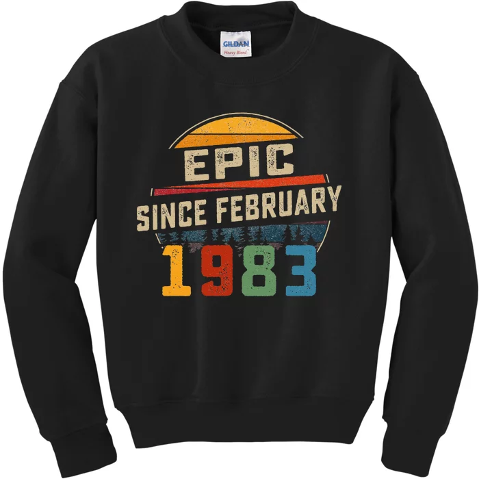 Epic Since February 1983 40th Birthday Gift 40 Years Old Kids Sweatshirt