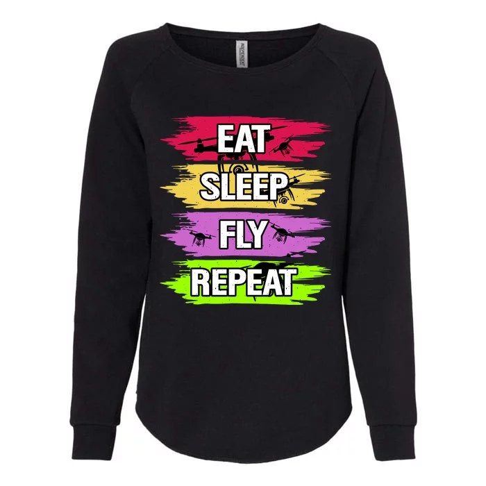 Eat Sleep Fly Repeat Womens California Wash Sweatshirt