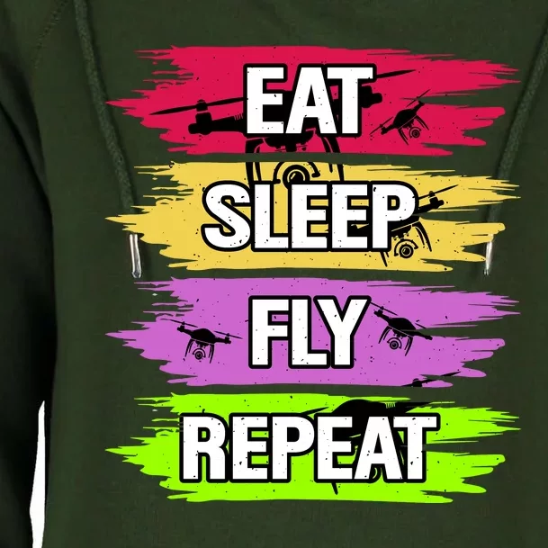 Eat Sleep Fly Repeat Womens Funnel Neck Pullover Hood