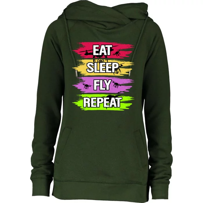 Eat Sleep Fly Repeat Womens Funnel Neck Pullover Hood