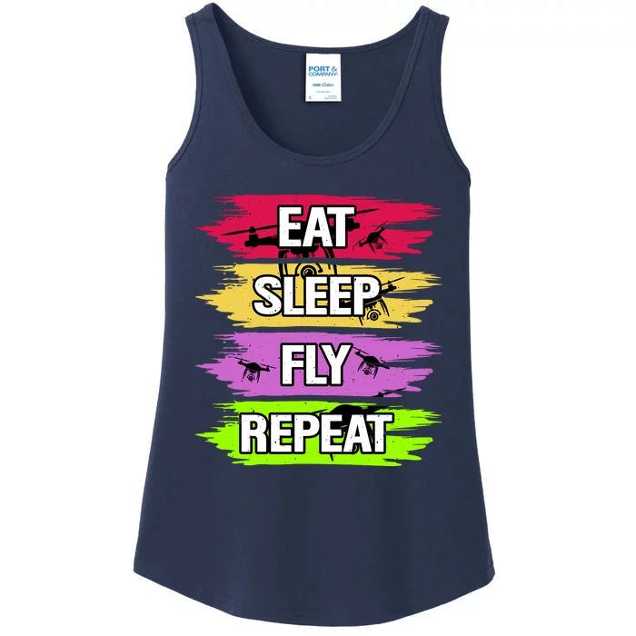 Eat Sleep Fly Repeat Ladies Essential Tank