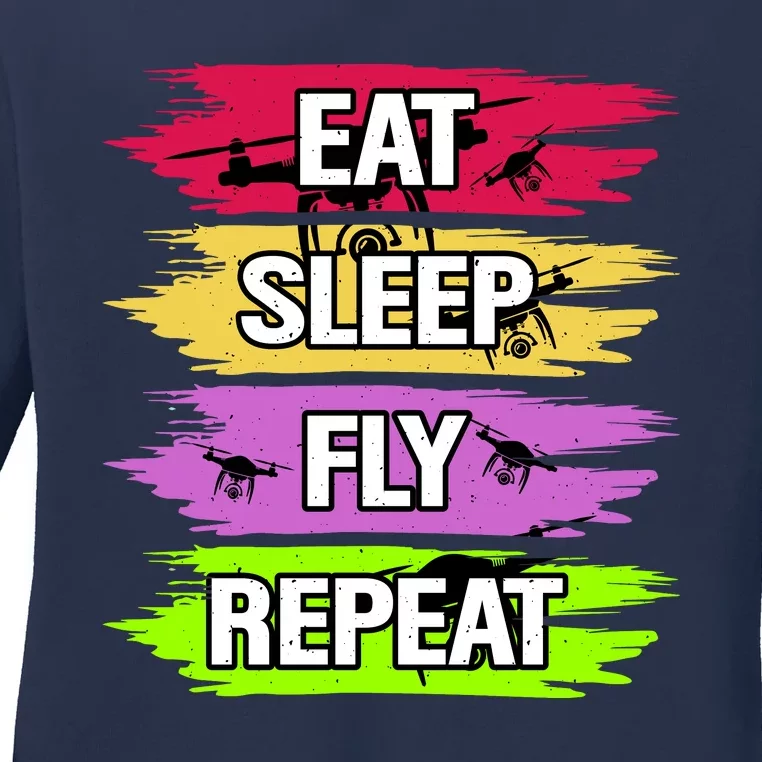 Eat Sleep Fly Repeat Ladies Long Sleeve Shirt