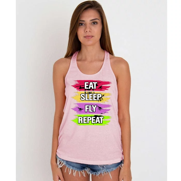 Eat Sleep Fly Repeat Women's Knotted Racerback Tank