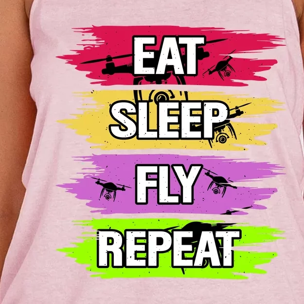 Eat Sleep Fly Repeat Women's Knotted Racerback Tank