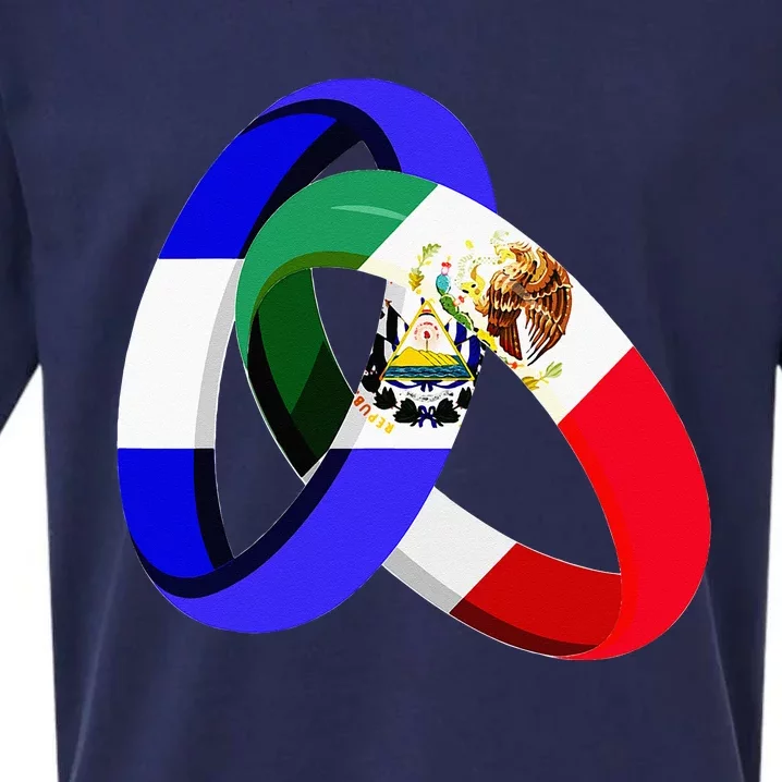 El Salvador Flag Mexico Grown Ring Marriage Wedding Sueded Cloud Jersey T-Shirt