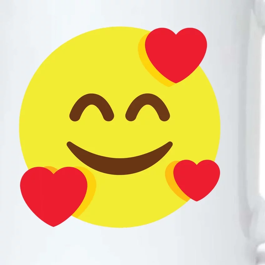 Emoticon Smiling Face With Hearts Black Color Changing Mug