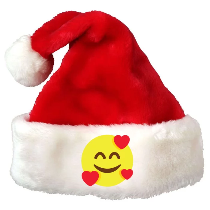 Emoticon Smiling Face With Hearts Premium Christmas Santa Hat