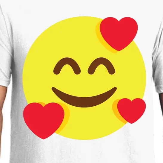 Emoticon Smiling Face With Hearts Pajama Set