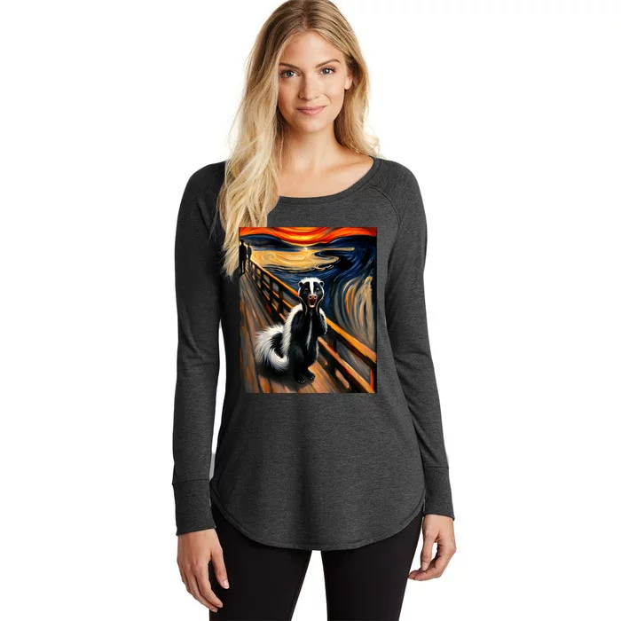 Expressionist Scream For Skunk Lovers Artistic Skunk Women's Perfect Tri Tunic Long Sleeve Shirt