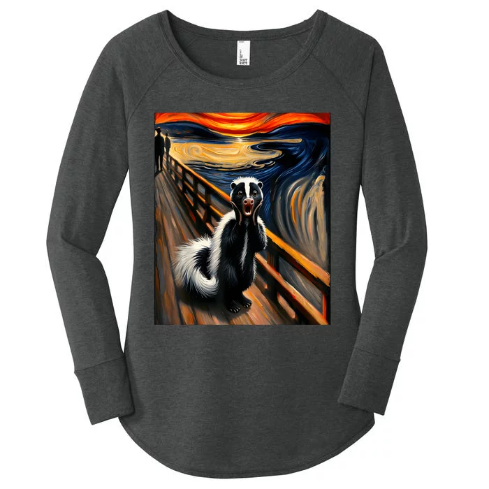 Expressionist Scream For Skunk Lovers Artistic Skunk Women's Perfect Tri Tunic Long Sleeve Shirt