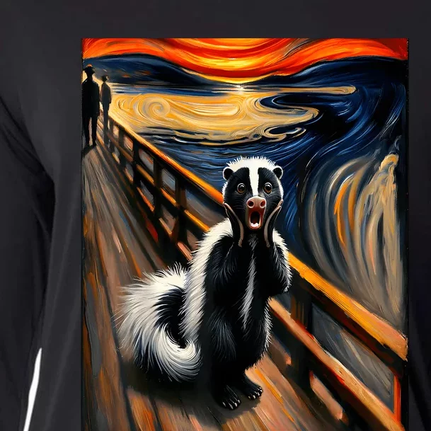 Expressionist Scream For Skunk Lovers Artistic Skunk Cooling Performance Long Sleeve Crew