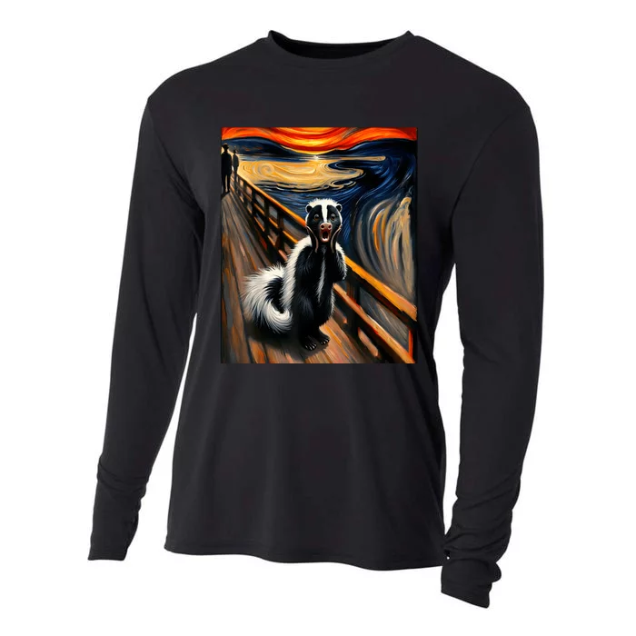 Expressionist Scream For Skunk Lovers Artistic Skunk Cooling Performance Long Sleeve Crew