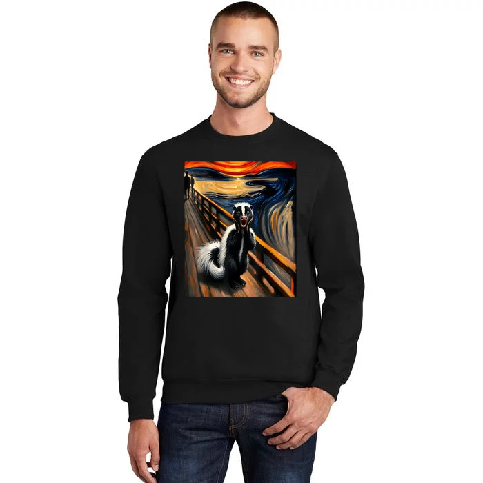 Expressionist Scream For Skunk Lovers Artistic Skunk Tall Sweatshirt