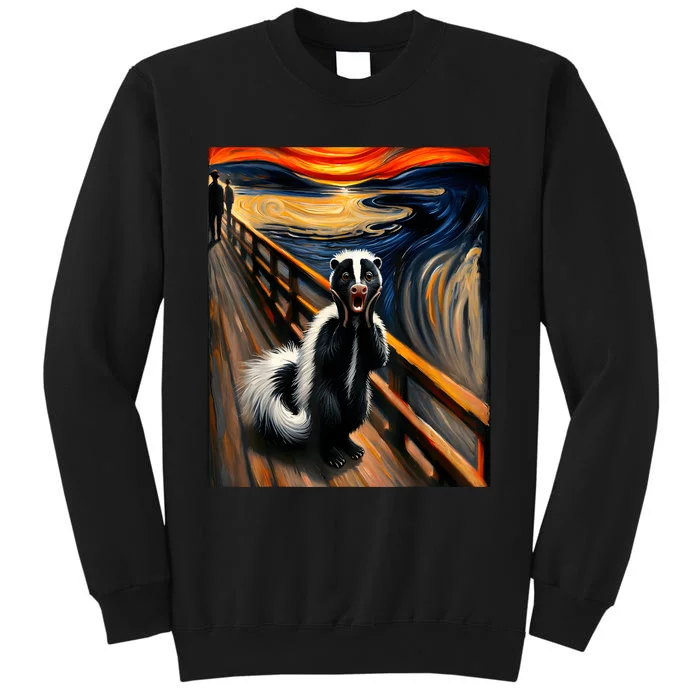 Expressionist Scream For Skunk Lovers Artistic Skunk Tall Sweatshirt