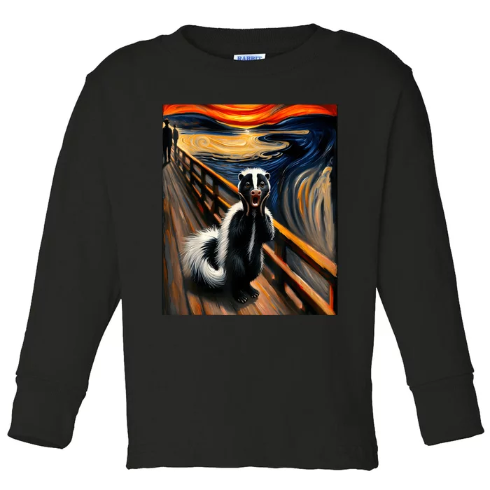 Expressionist Scream For Skunk Lovers Artistic Skunk Toddler Long Sleeve Shirt