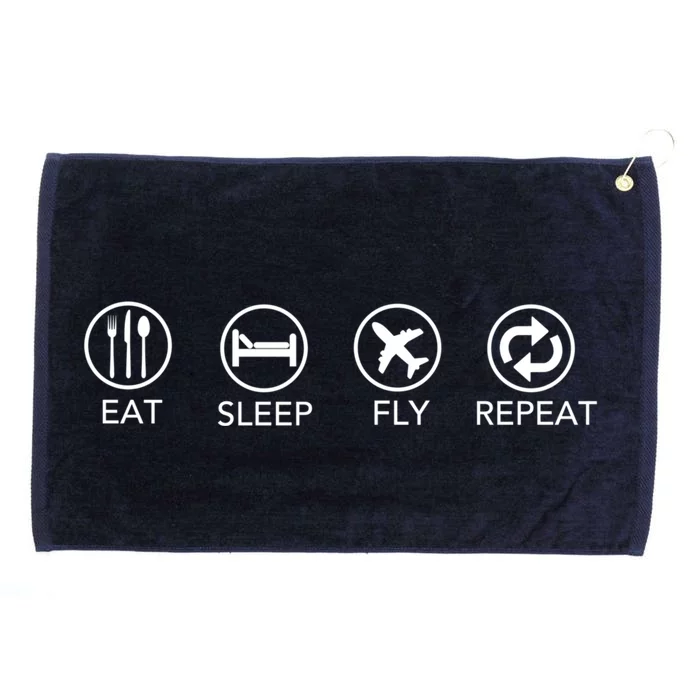 Eat Sleep Fly Repeat Gift Funny Aviator Pilot Gift Grommeted Golf Towel