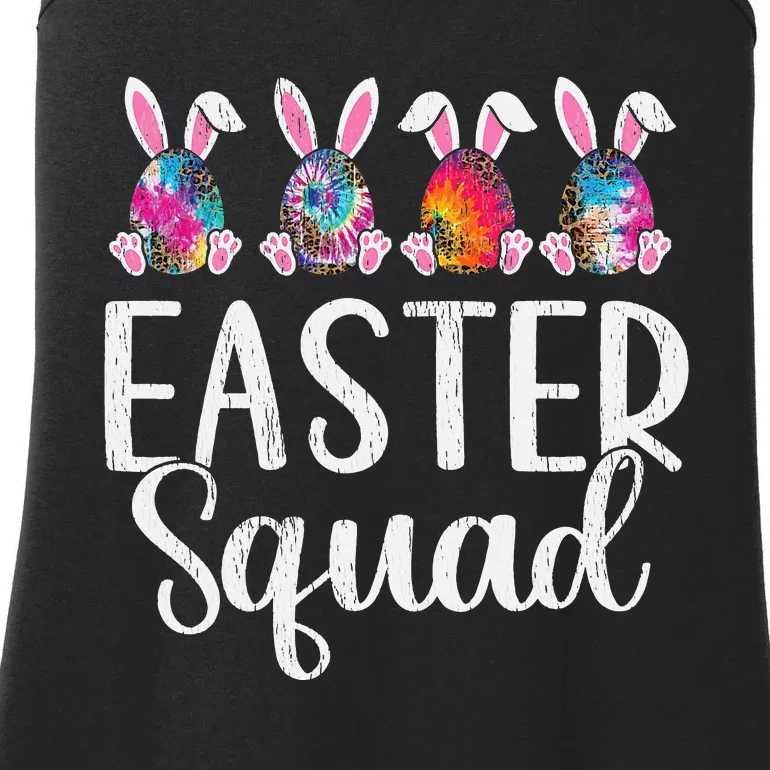 Easter Squad, Funny Egg Bunny Rabbit Rainbow Tie dye Leopard Ladies Essential Tank