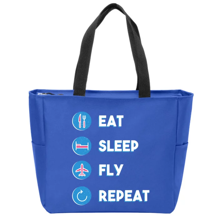 Eat Sleep Fly Repeat Funny Aviator Pilot Cute Cool Gift Zip Tote Bag