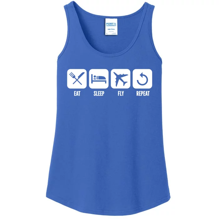 Eat Sleep Fly Repeat Pilot Aviator Gift Ladies Essential Tank