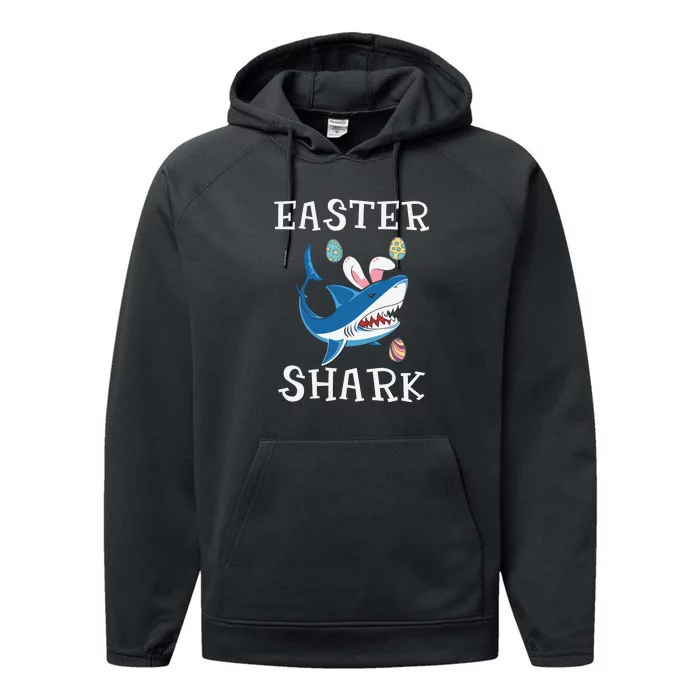 Easter Shark Funny Easter Day Gift Cute Ears Bunny Egg Performance Fleece Hoodie