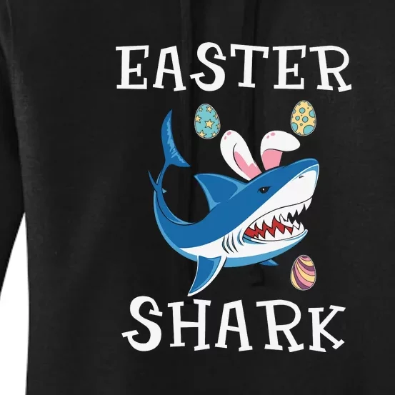 Easter Shark Funny Easter Day Gift Cute Ears Bunny Egg Women's Pullover Hoodie