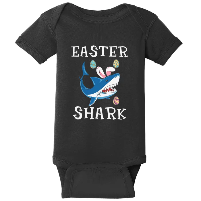 Easter Shark Funny Easter Day Gift Cute Ears Bunny Egg Baby Bodysuit