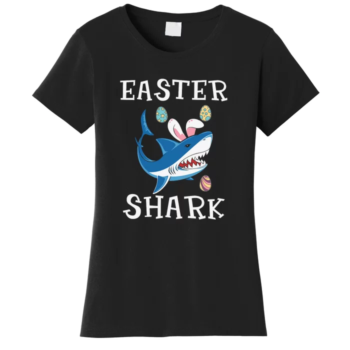 Easter Shark Funny Easter Day Gift Cute Ears Bunny Egg Women's T-Shirt