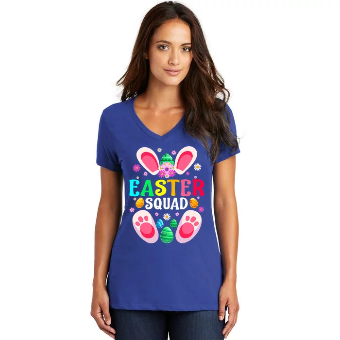 Easter Squad Family Matching Easter Day Bunny Egg Hunt Group Gift Women's V-Neck T-Shirt