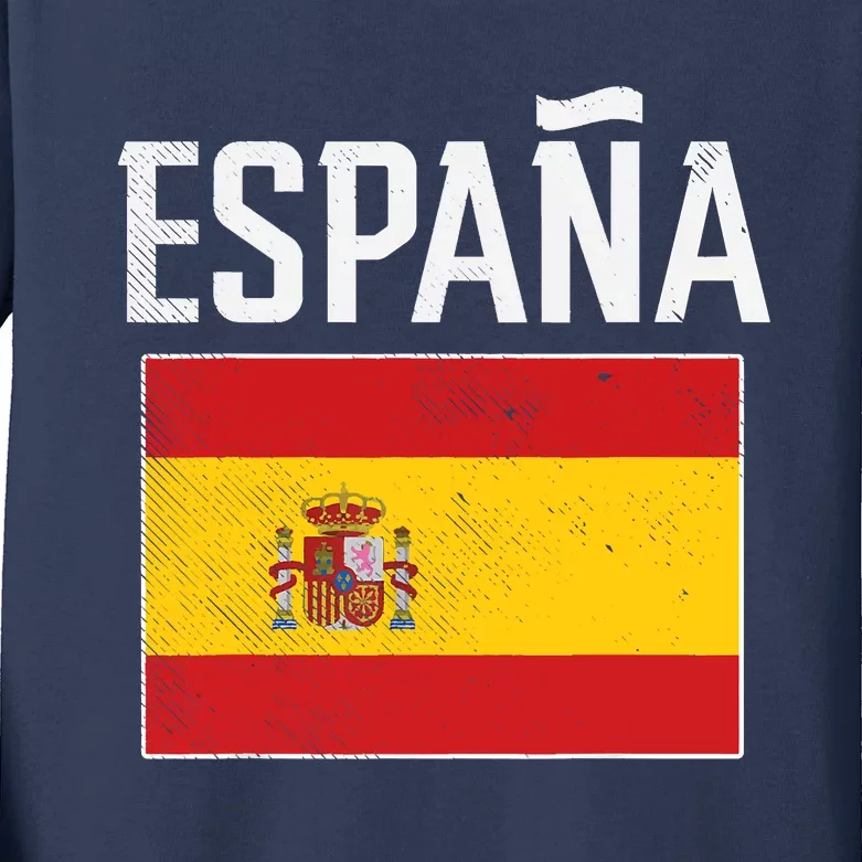 Espana Spain Flag Spanish Soccer Kids Long Sleeve Shirt