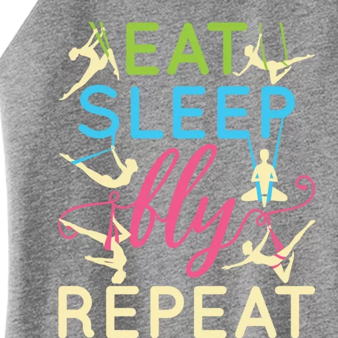 Eat Sleep Fly Repeat Gift Cute Aerial Yoga Gift Women’s Perfect Tri Rocker Tank