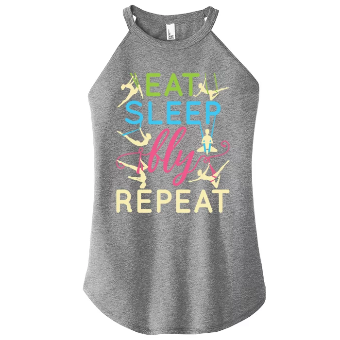 Eat Sleep Fly Repeat Gift Cute Aerial Yoga Gift Women’s Perfect Tri Rocker Tank