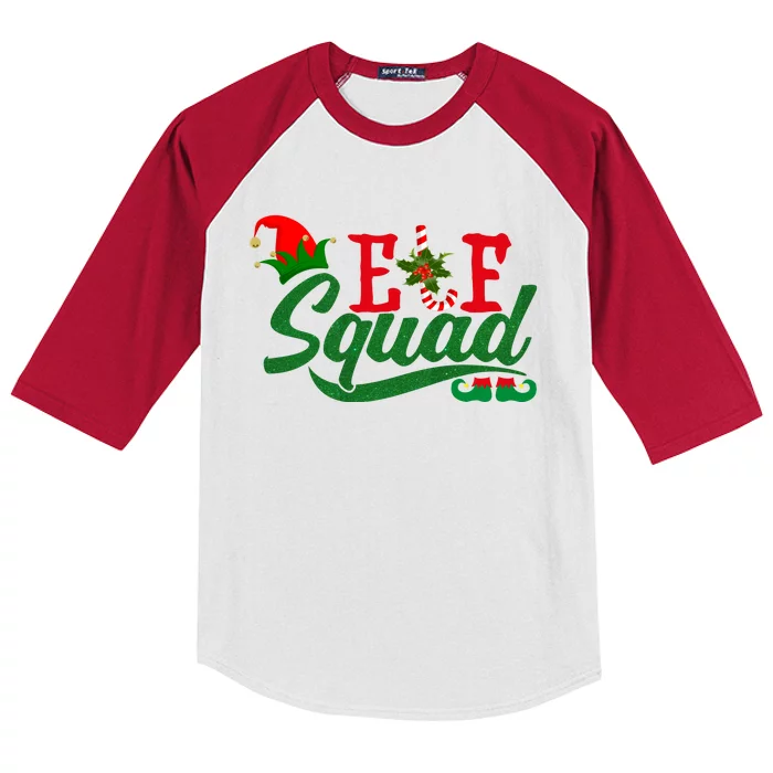 Elf Squad Festive Cute Christmas Kids Colorblock Raglan Jersey