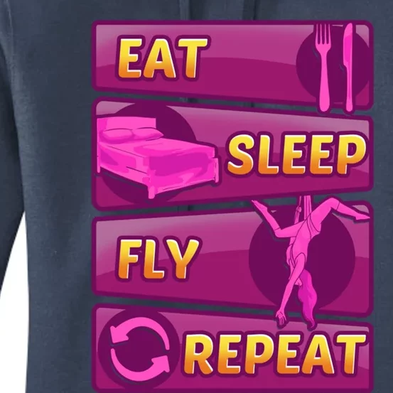 Eat Sleep Fly Repeat Aerial Yoga Silks Cool Gift Women's Pullover Hoodie