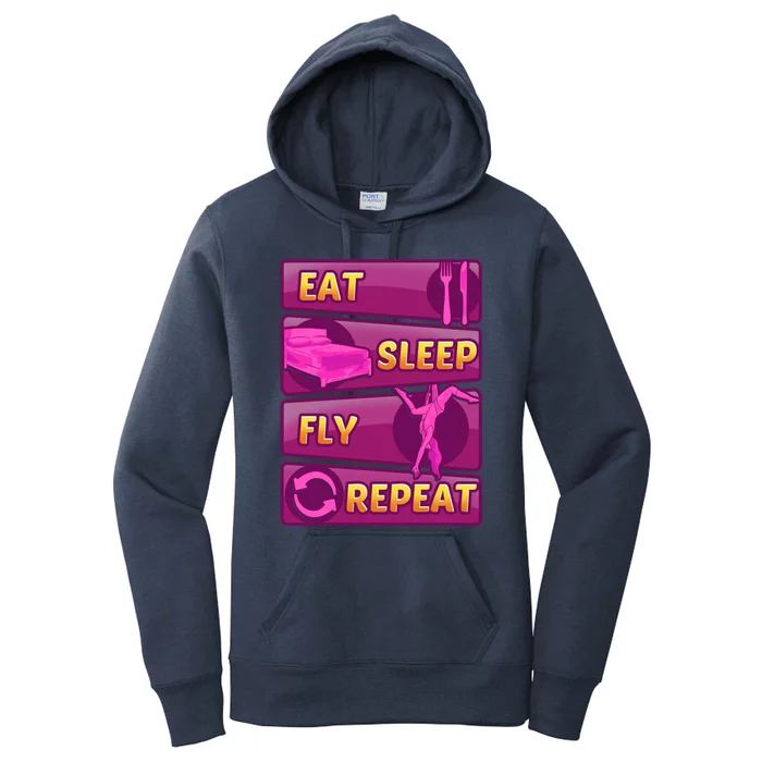 Eat Sleep Fly Repeat Aerial Yoga Silks Cool Gift Women's Pullover Hoodie