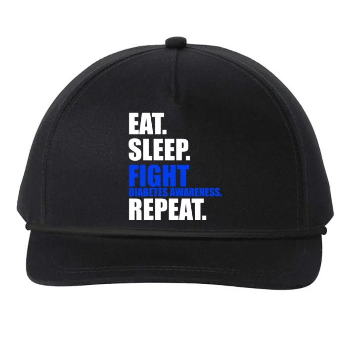 Eat Sleep Fight Diabetes Awareness Repeat Snapback Five-Panel Rope Hat