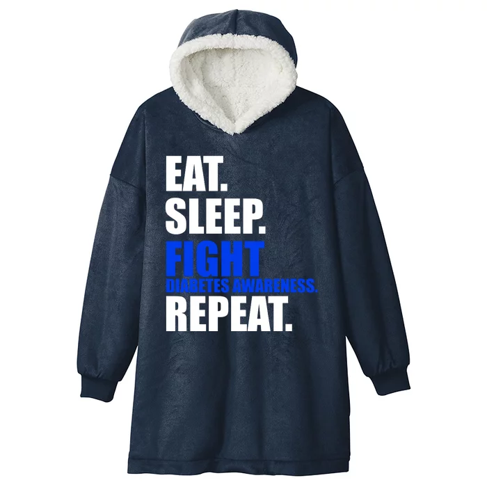 Eat Sleep Fight Diabetes Awareness Repeat Hooded Wearable Blanket