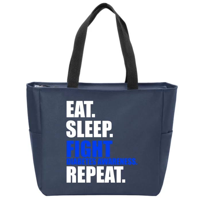 Eat Sleep Fight Diabetes Awareness Repeat Zip Tote Bag