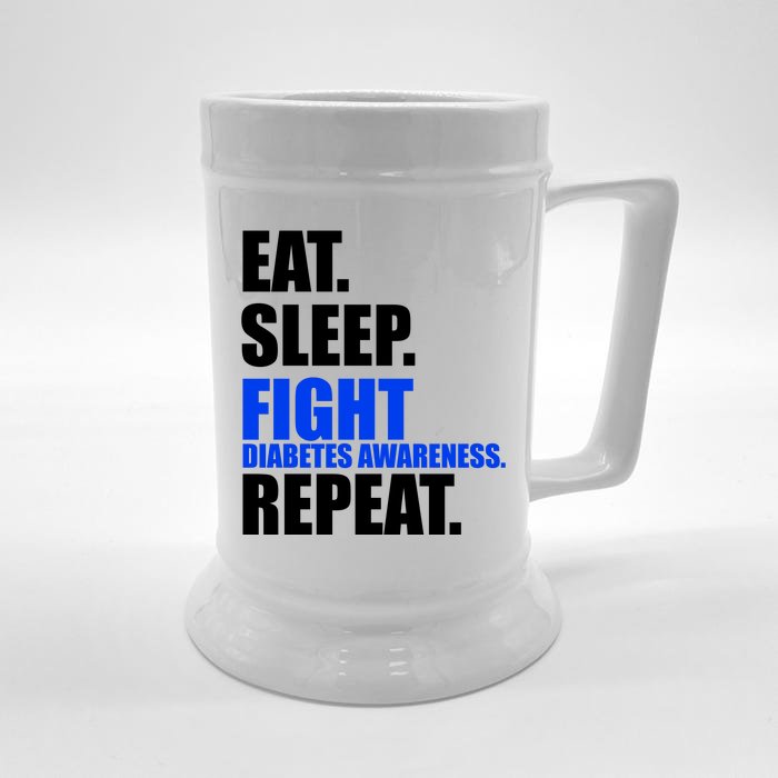 Eat Sleep Fight Diabetes Awareness Repeat Front & Back Beer Stein