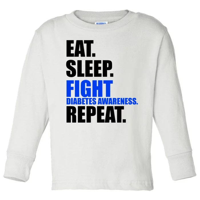 Eat Sleep Fight Diabetes Awareness Repeat Toddler Long Sleeve Shirt