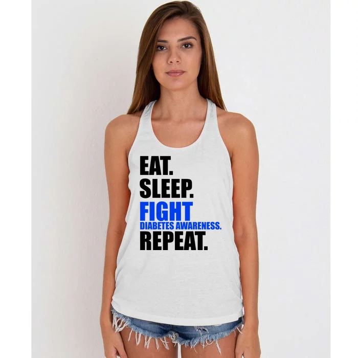 Eat Sleep Fight Diabetes Awareness Repeat Women's Knotted Racerback Tank