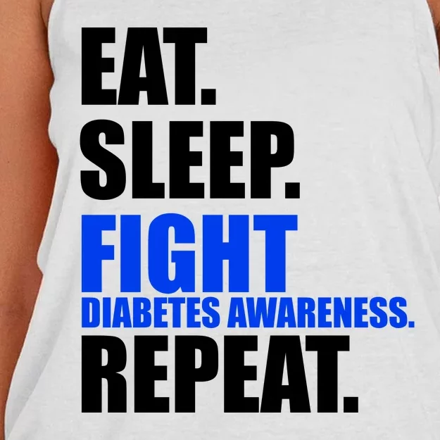 Eat Sleep Fight Diabetes Awareness Repeat Women's Knotted Racerback Tank