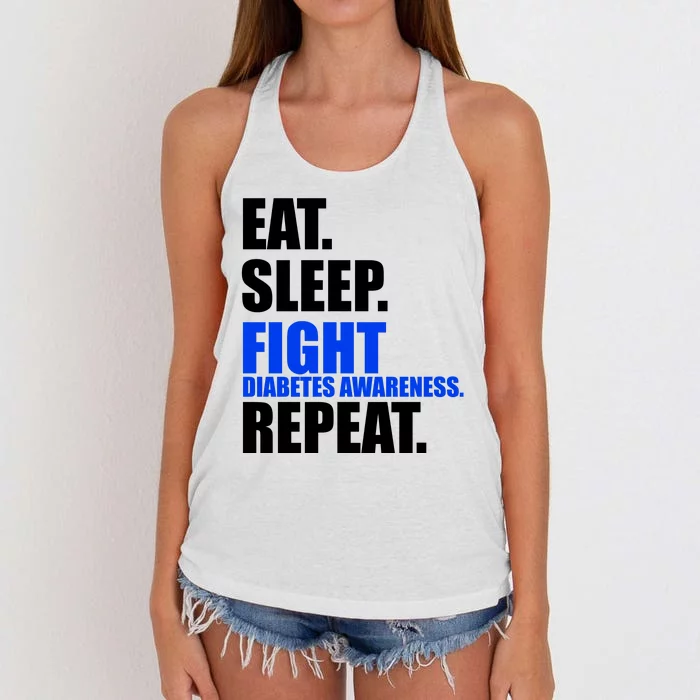 Eat Sleep Fight Diabetes Awareness Repeat Women's Knotted Racerback Tank