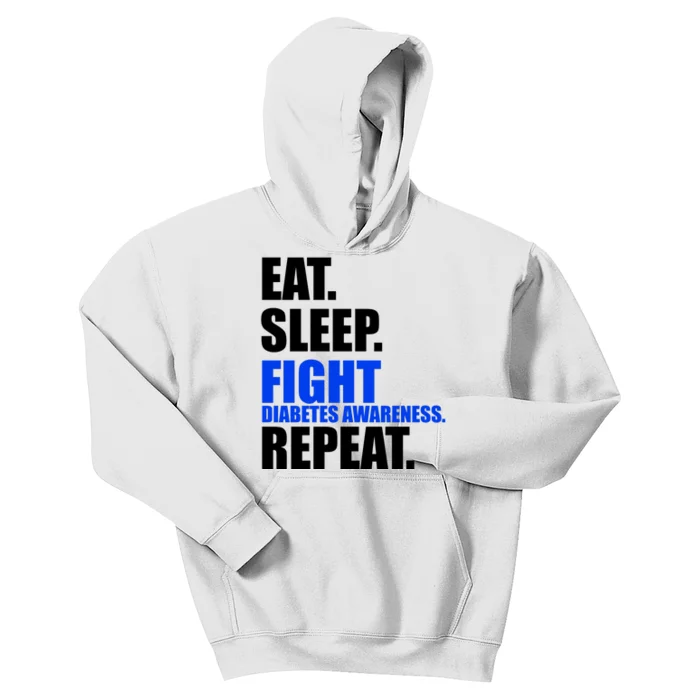 Eat Sleep Fight Diabetes Awareness Repeat Kids Hoodie