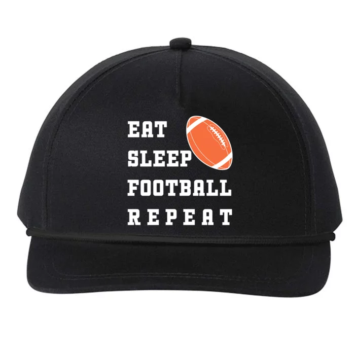 Eat Sleep Football Repeat Snapback Five-Panel Rope Hat