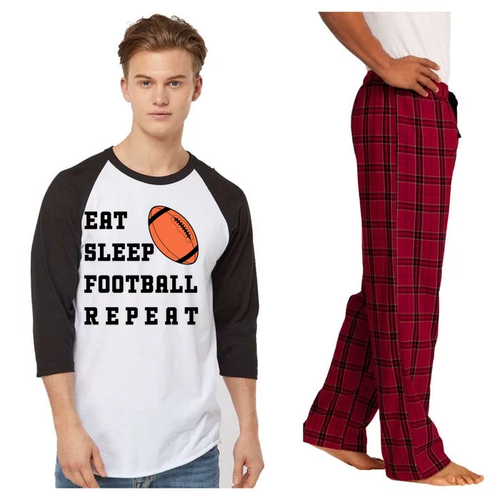 Eat Sleep Football Repeat Raglan Sleeve Pajama Set