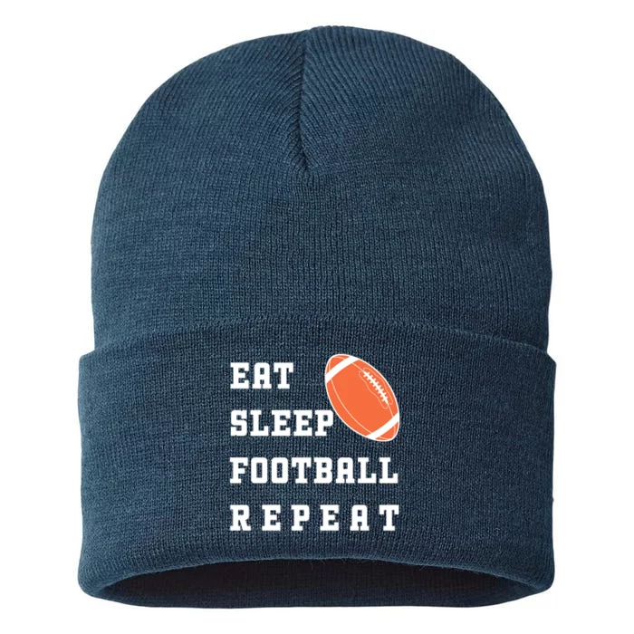 Eat Sleep Football Repeat Sustainable Knit Beanie