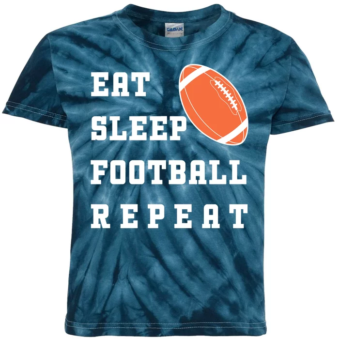 Eat Sleep Football Repeat Kids Tie-Dye T-Shirt