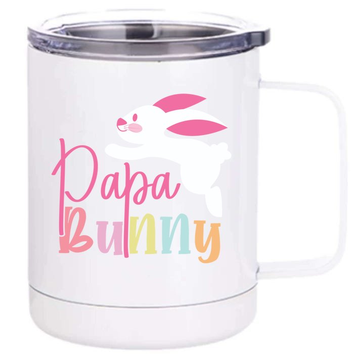 Easter Squad Funny Cute Papa Dad Bunnies Gift Front & Back 12oz Stainless Steel Tumbler Cup